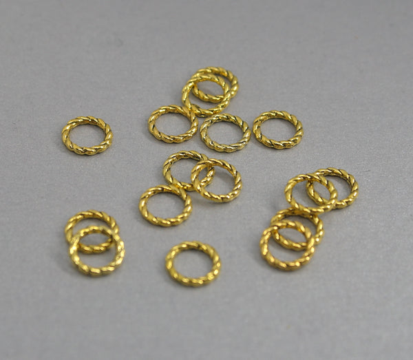 Simple Solid Snag-Free Mini Gold Twist Ring Stitch Markers for Knitting