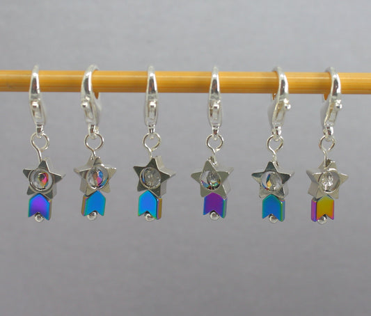 Tiny Shooting Stars Stitch Markers for Knitting & Crochet
