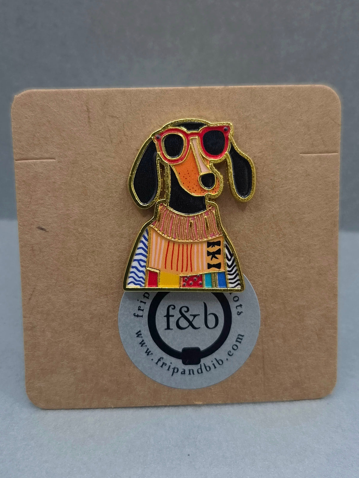 Sausage Dog in a Sweater Enamel Pin Badge