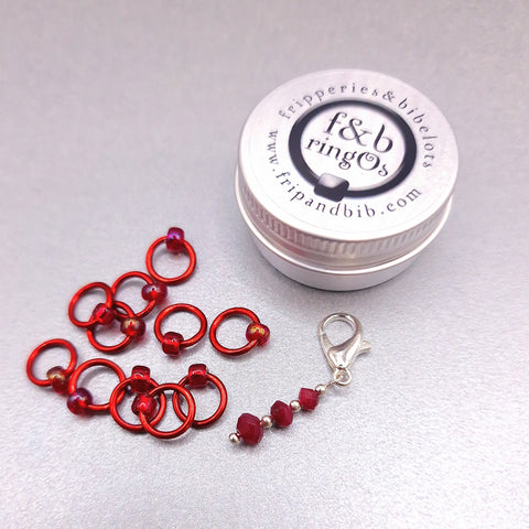 ringOs Birthstones  ~  JULY ~ RUBY ~ Snag Free Stitch Markers for Knitting and Crochet