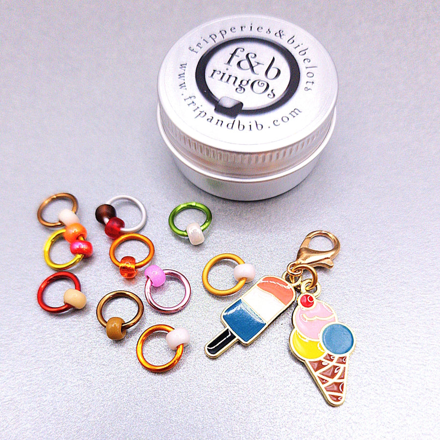 ringOs Ice Cream Van ~ Summer 2023 Limited Edition Snag Free Ring Stitch Markers for Knitting