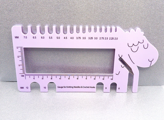 Sleepy Sheep Knitting Needle, Crochet Hook & Swatch Gauge and Ruler