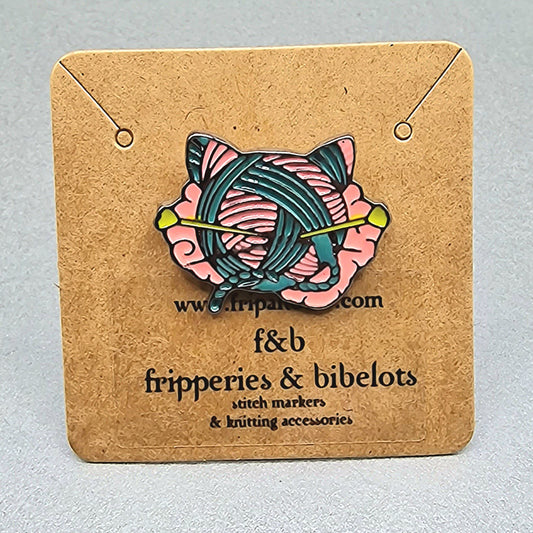 Cat Shaped Ball of Wool Enamel Pin Badge