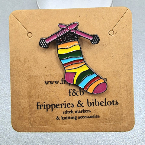 Stripy Sock Knitting Enamel Pin Badge