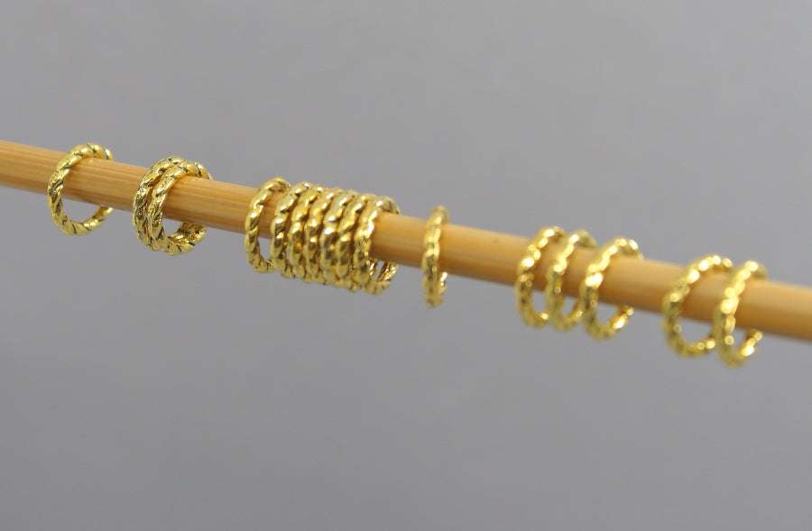 Simple Solid Snag-Free Mini Gold Twist Ring Stitch Markers for Knitting