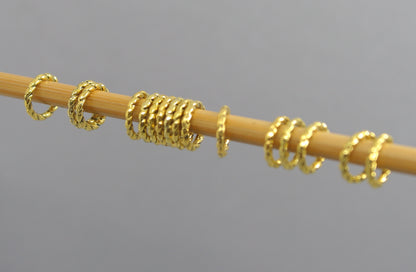 Simple Solid Snag-Free Mini Gold Twist Ring Stitch Markers for Knitting