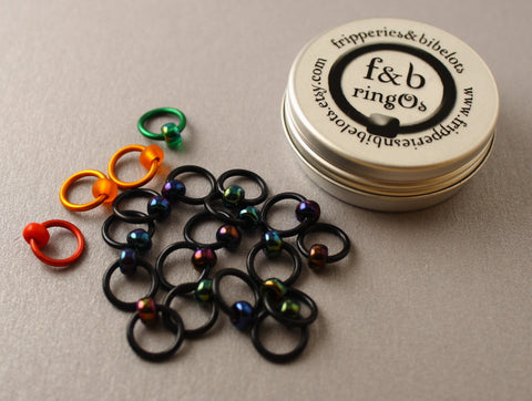 ringOs Traffic Light Lace - Black - Snag-Free Ring Stitch Markers for Knitting