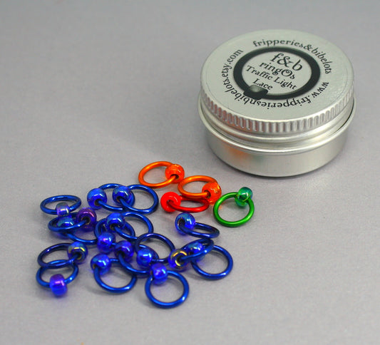 ringOs Traffic Light Lace - Blue - Snag-Free Ring Stitch Markers for Knitting