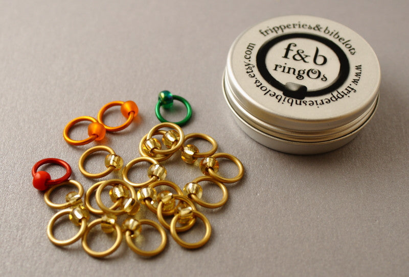 ringOs Traffic Light Lace - Gold - Snag-Free Ring Stitch Markers for Knitting