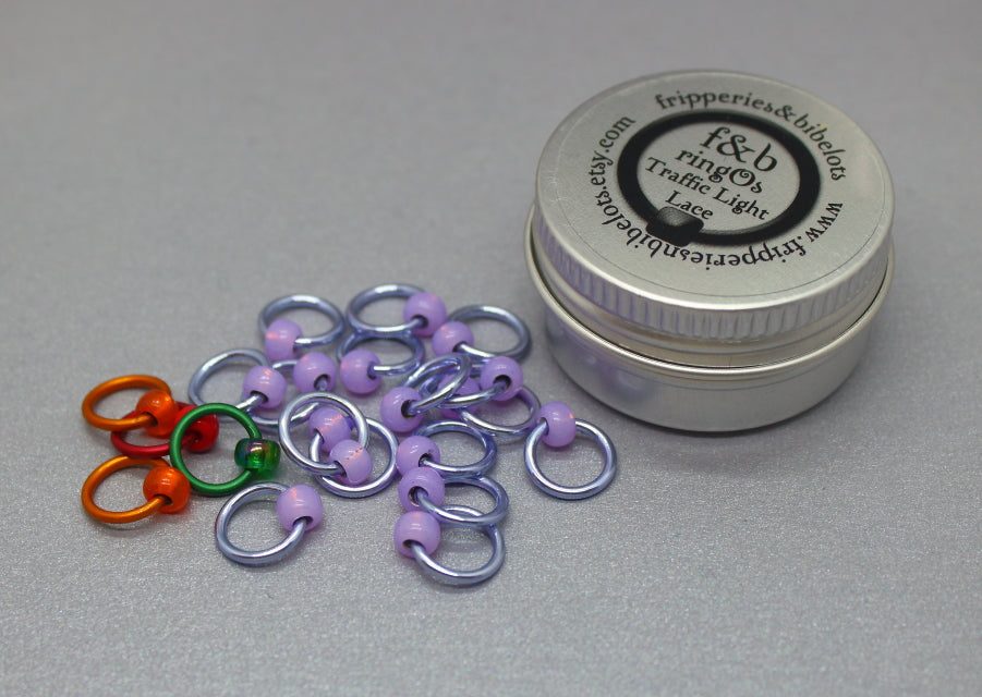 ringOs Traffic Light Lace - Lavender - Snag-Free Ring Stitch Markers for Knitting