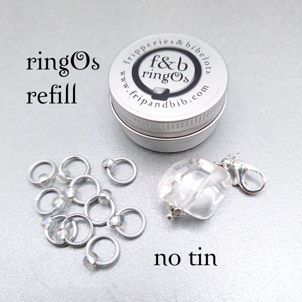 ringOs Birthstones  ~ APRIL ~ CRYSTAL QUARTZ ~ Snag Free Stitch Markers for Knitting and Crochet
