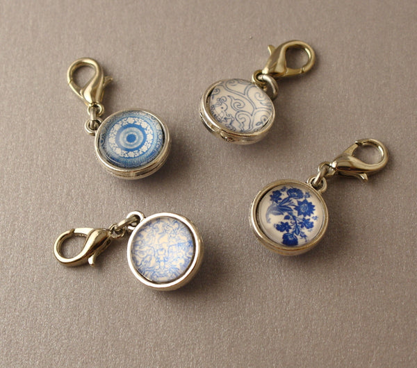 Blue and White China Pattern Stitch Markers for Crochet