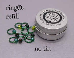 ringOs REFILL ~ Evergreen ~ Snag Free Ring Stitch Markers for Knitting