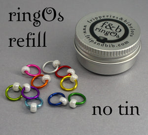 ringOs REFILL ~ Fiesta ~ Snag Free Ring Stitch Markers for Knitting