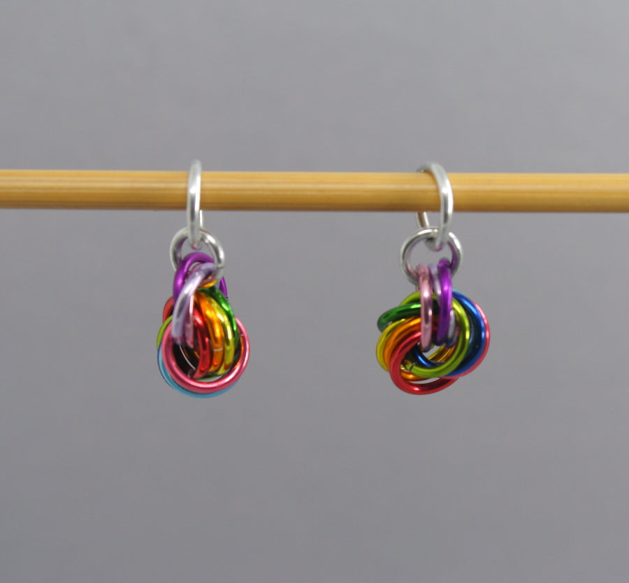 Rainbow Moebius Knot Balls of Wool Stitch Markers for Knitting & Crochet
