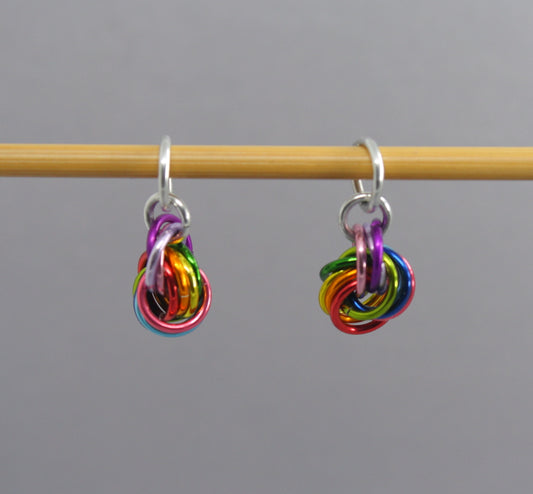 Rainbow Moebius Knot Balls of Wool Stitch Markers for Knitting & Crochet