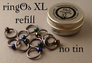 ringOs XL REFILL - Oil Slick - Snag-Free Ring Stitch Markers for Knitting