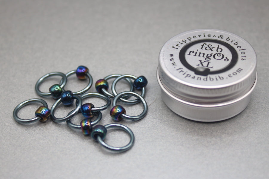ringOs XL Oil Slick - Snag-Free Ring Stitch Markers for Knitting