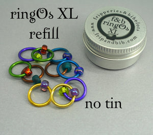 ringOs XL REFILL - Peacock - Snag-Free Ring Stitch Markers for Knitting