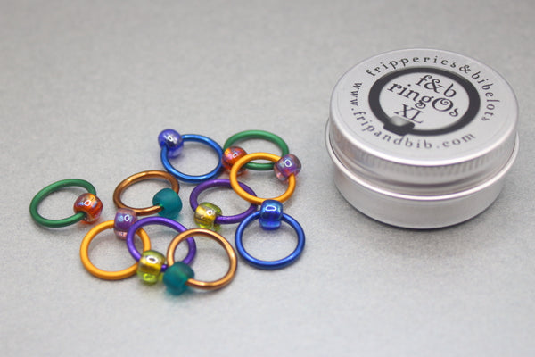 ringOs XL Peacock - Snag-Free Ring Stitch Markers for Knitting