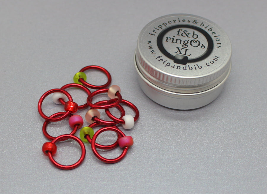 ringOs XL Strawberry Fields - Snag-Free Ring Stitch Markers for Knitting