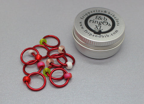 ringOs XL Strawberry Fields - Snag-Free Ring Stitch Markers for Knitting
