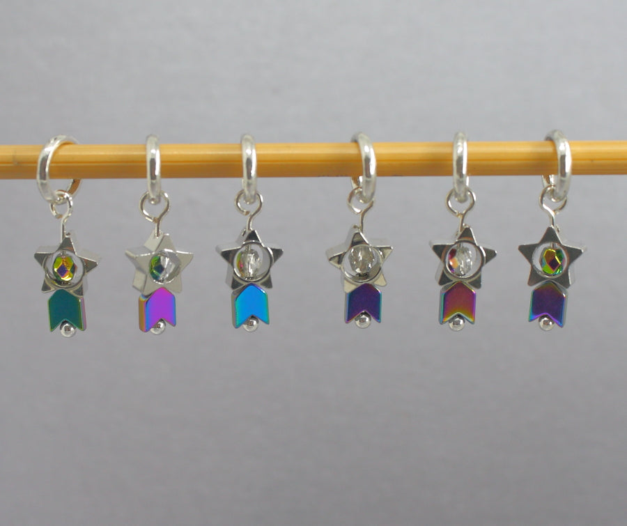 Tiny Shooting Stars Stitch Markers for Knitting & Crochet