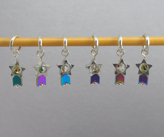 Tiny Shooting Stars Stitch Markers for Knitting & Crochet